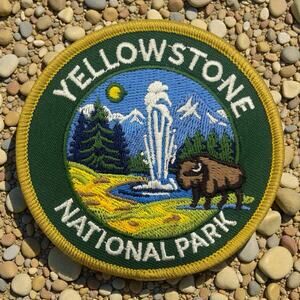 Yellowstone National Park Patch Embroidered Iron On Patch Geyser & Bison Badge